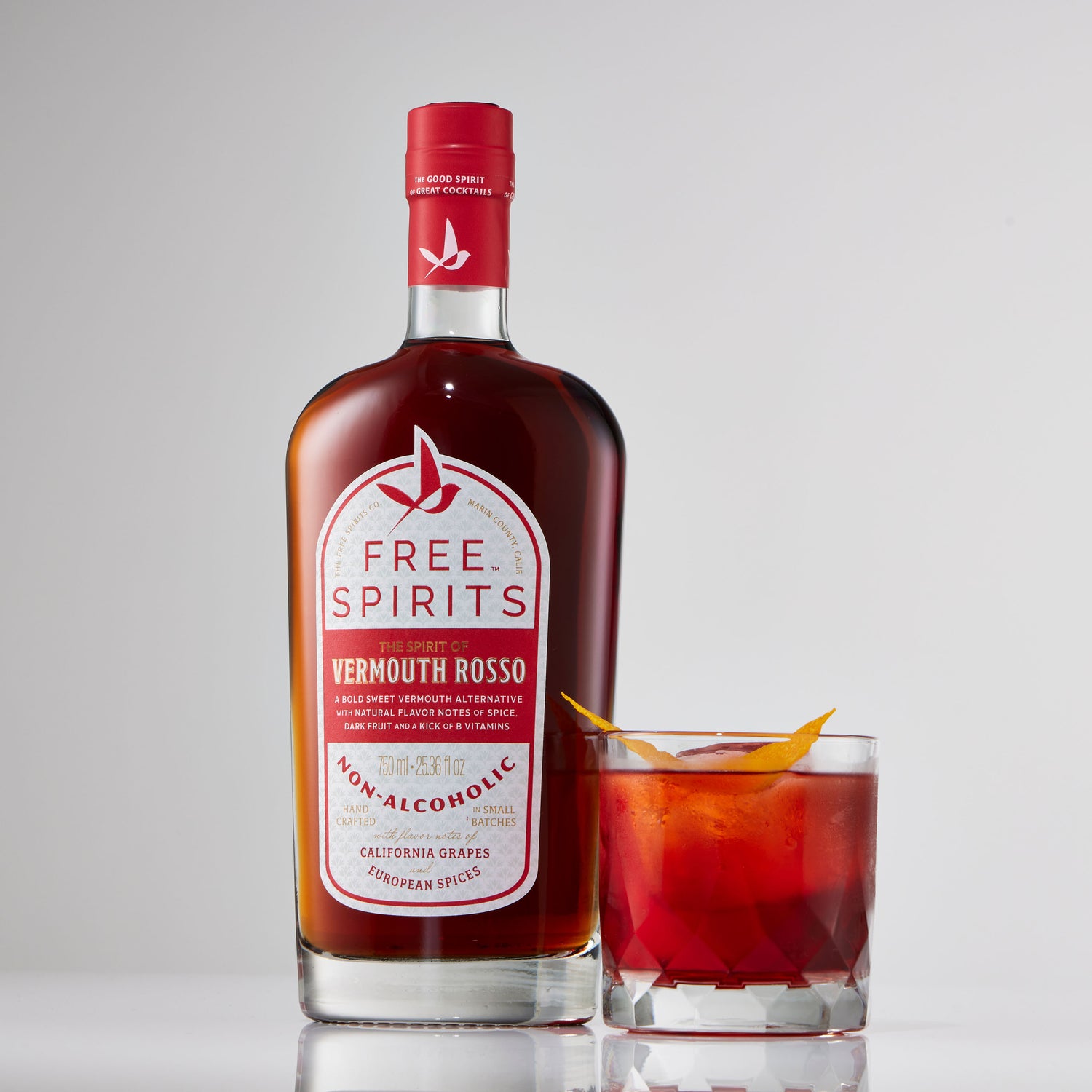 Negroni with a bottle of The Spirit of Vermouth Rosso