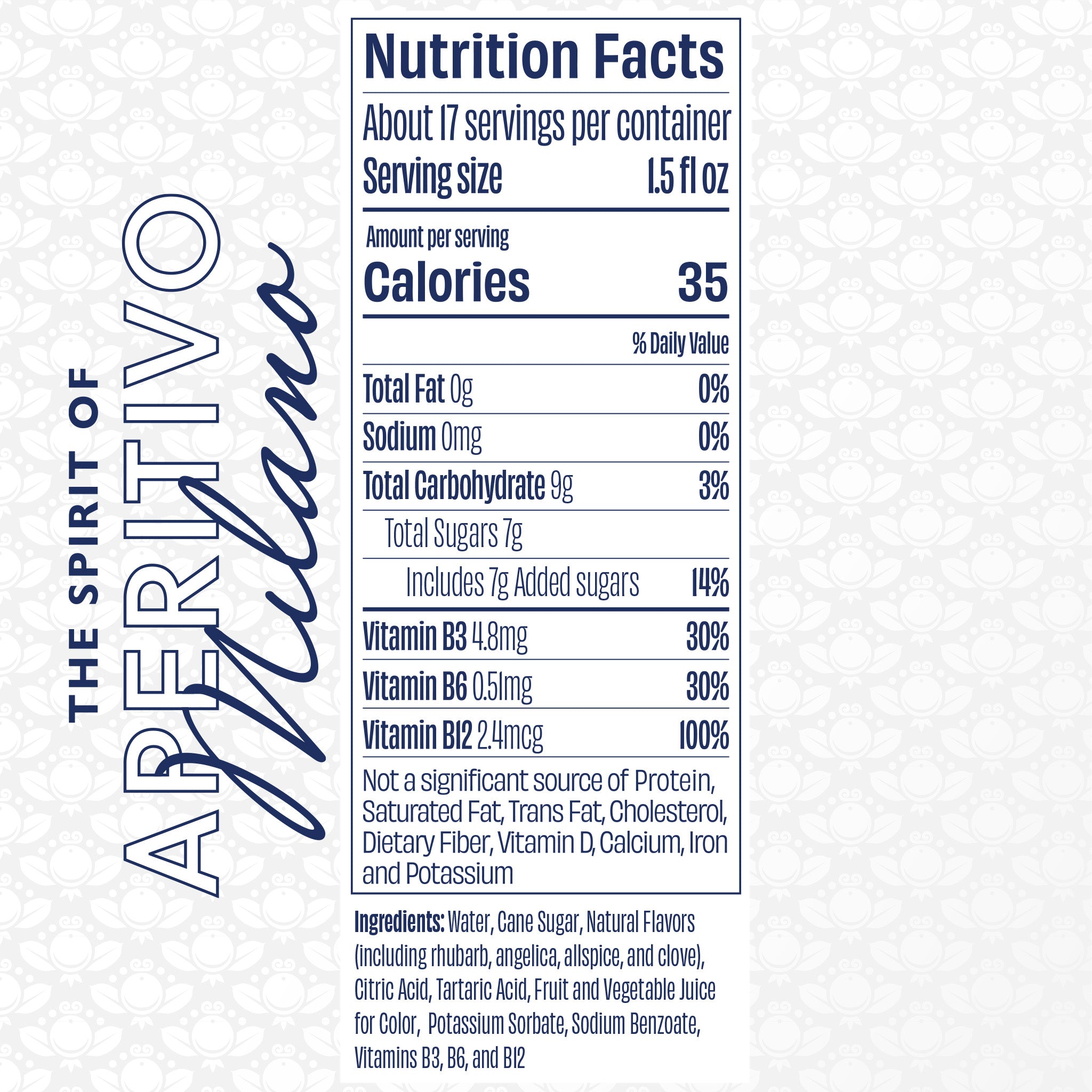 The Spirit of Aperitivo Milano Nutrition Facts
