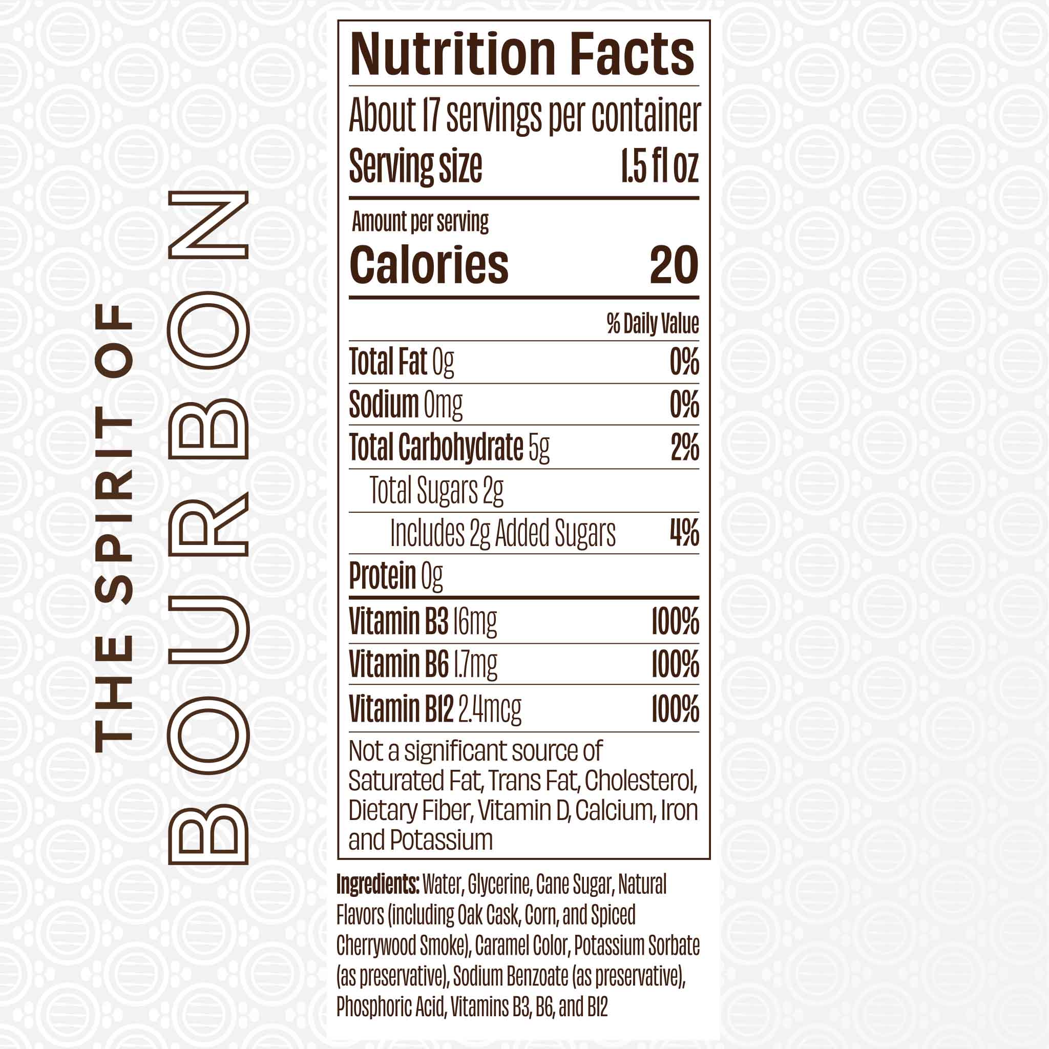 Free Spirits - The Spirit of Bourbon - Nutrition Label