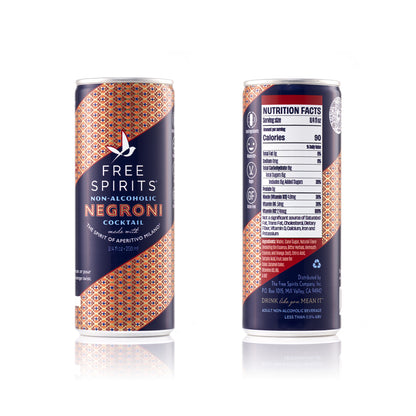 Free Spirits Non-Alcoholic Negroni Cocktail - Front and back