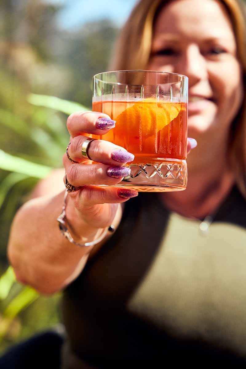 Brandy holding a Negroni