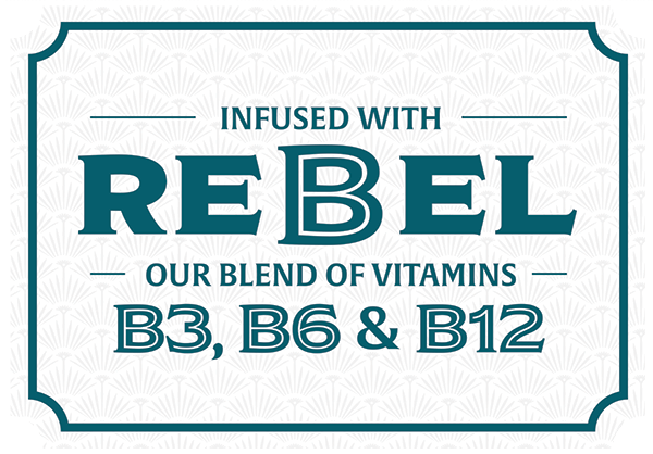 A card about REBEL - our blend of vitamins B3, B6 & B12