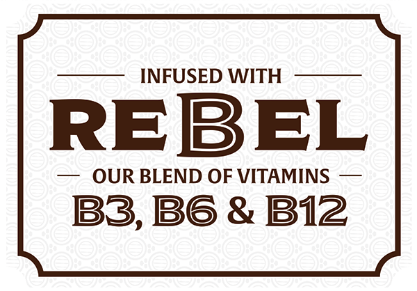 A card about REBEL - our blend of vitamins B3, B6 & B12