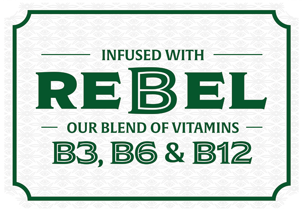 A card about REBEL - our blend of vitamins B3, B6 & B12