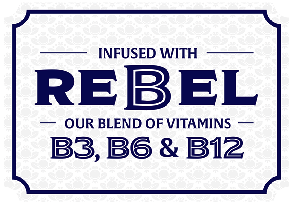A card about REBEL - our blend of vitamins B3, B6 & B12
