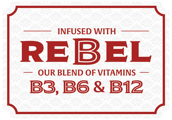 A card about REBEL - our blend of vitamins B3, B6 & B12