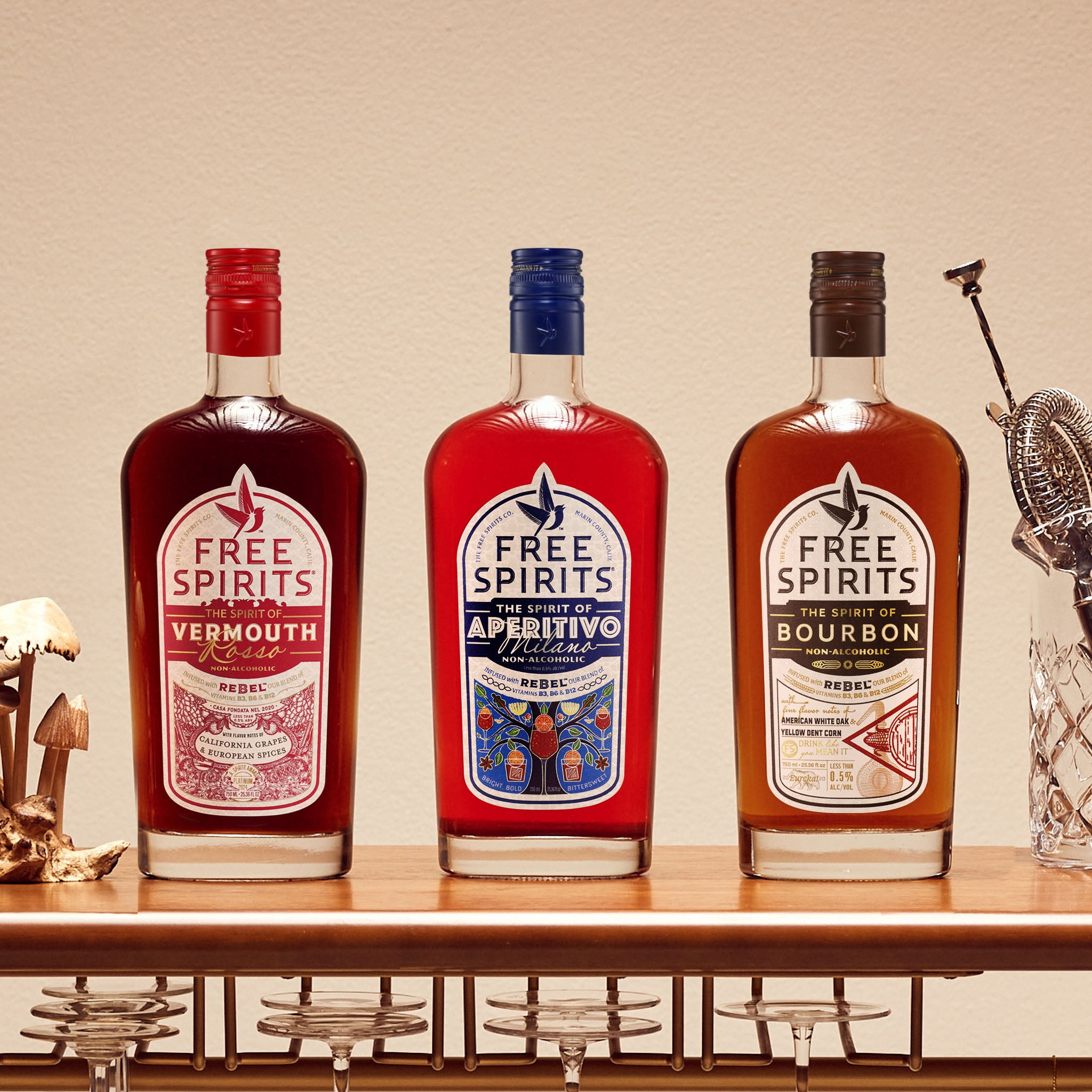 The Boulevardier Bundle on a Bar Cart