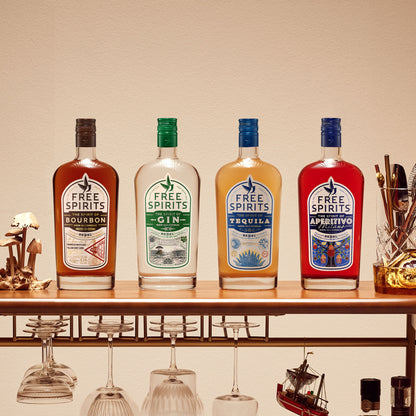 The Free Spirits Foursome Bundle on a bar cart